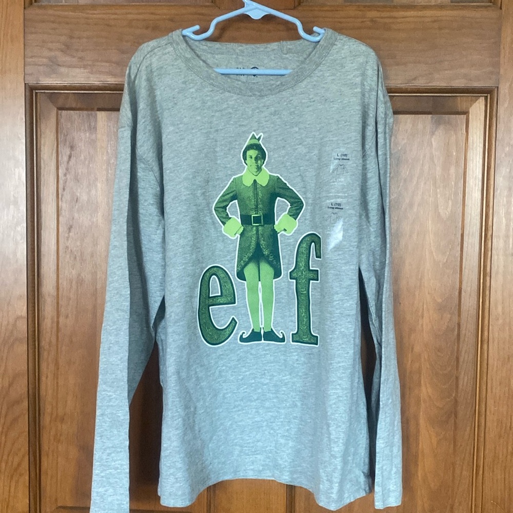 NWT Gap Elf Christmas long sleeve gray, size 10/Lg